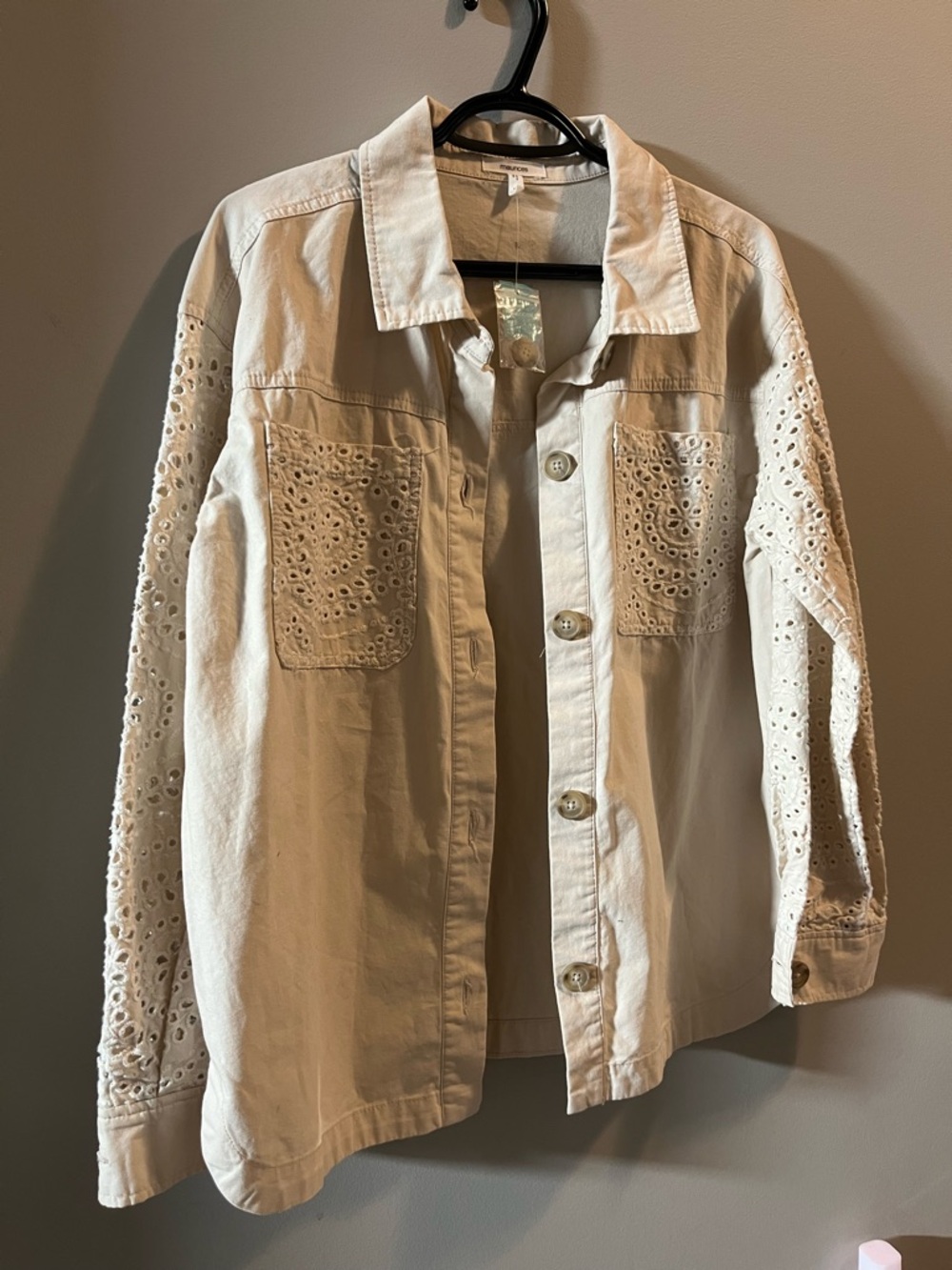 NWT - Cotton Eyelet Buttoned Long Sleeve Shirt